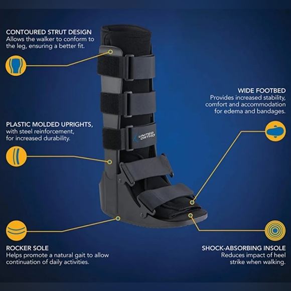 NWT UNITED ORTHO- USA 14007 CAM WALKER FRACTURE BOOT EXTRA SMALL BLACK 15 INCHES - Picture 14 of 14